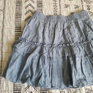 Storia Blue Tiered Ruffle Star Print Skirt Large